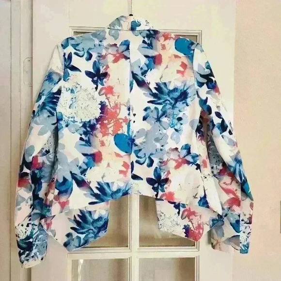 Mossimo Women's Open Front Floral Colorful Business Casual Work Jacket Medium - Picture 3 of 13